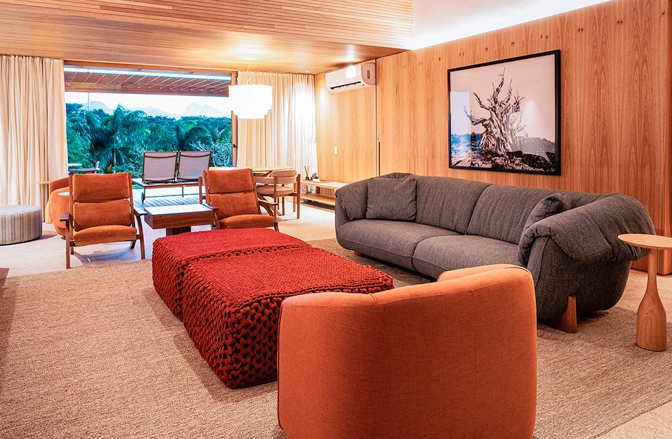 sala confortavel e sofisticada clara arte